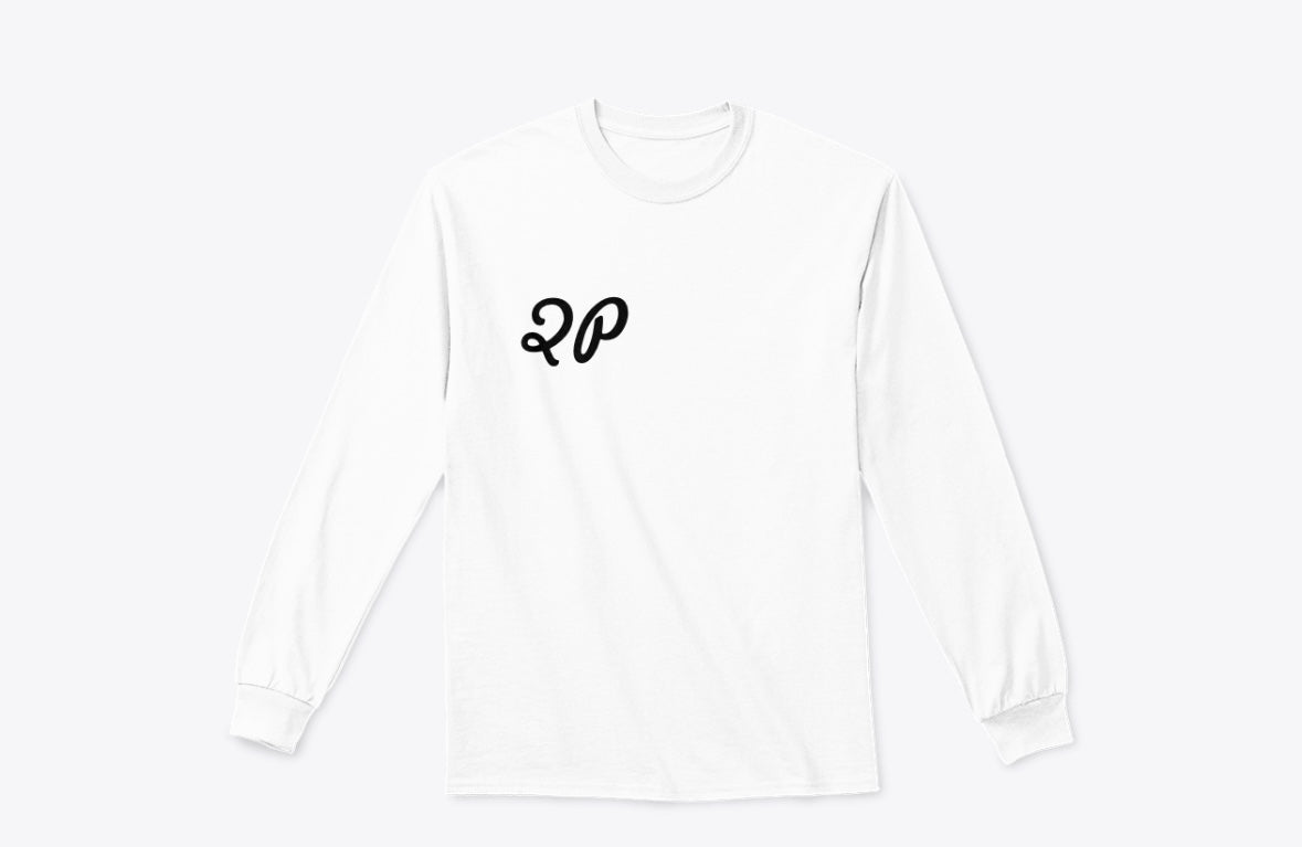 QP Crane H/L Long Sleeve T-Shirt - White - Featuring Stylized 2P Design