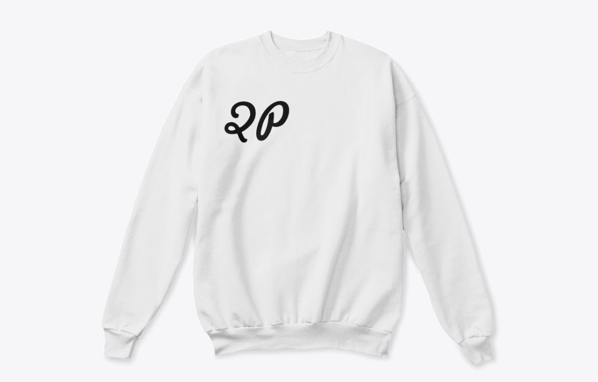 QP Crane White Crewneck Sweatshirt - H/L Crewnecks with Black QP Logo