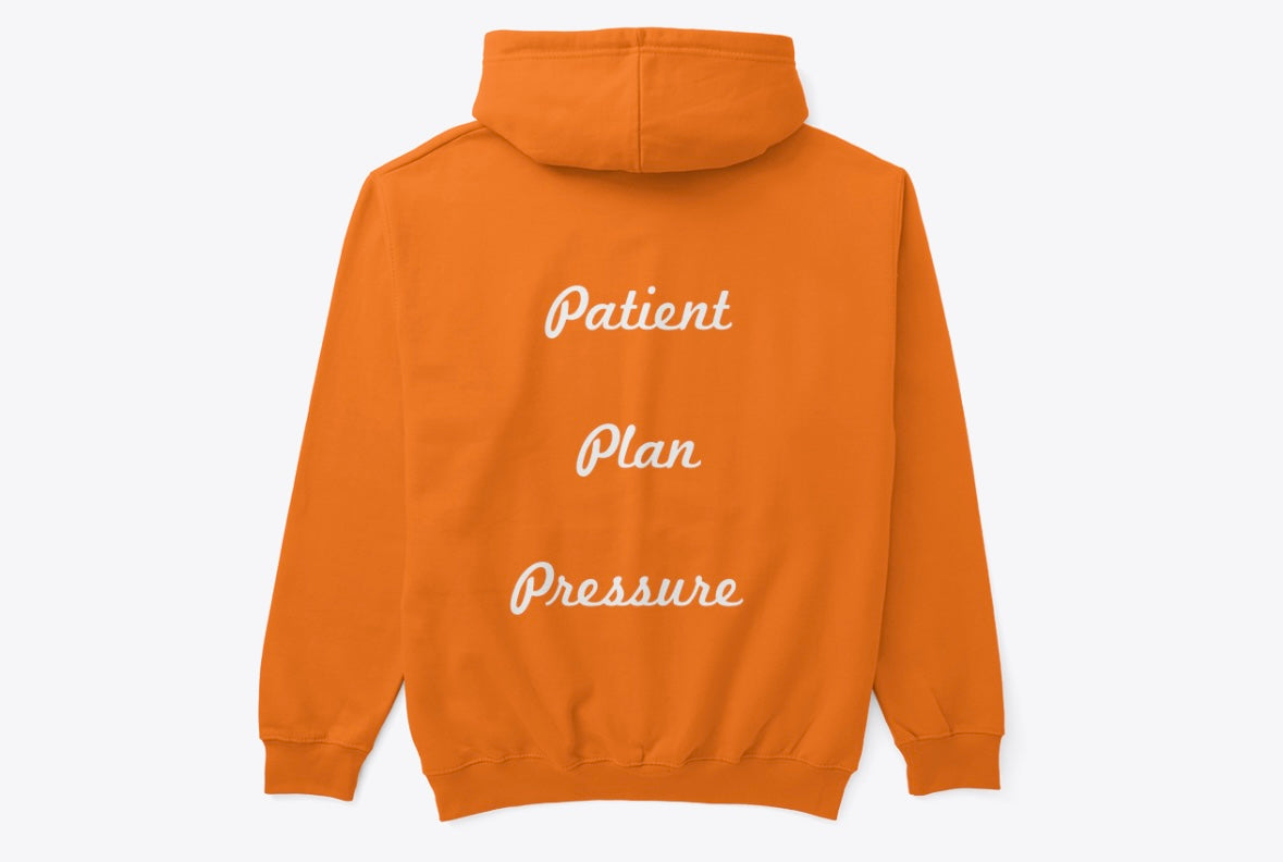Orange PPP Hoodie: Patient Plan Pressure Graphic Sweatshirt | QP Crane Apparel